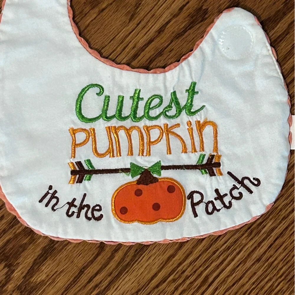 Pair of Halloween and Thanksgiving Day Bibs